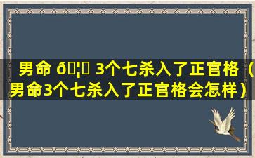 男命 🦍 3个七杀入了正官格（男命3个七杀入了正官格会怎样）